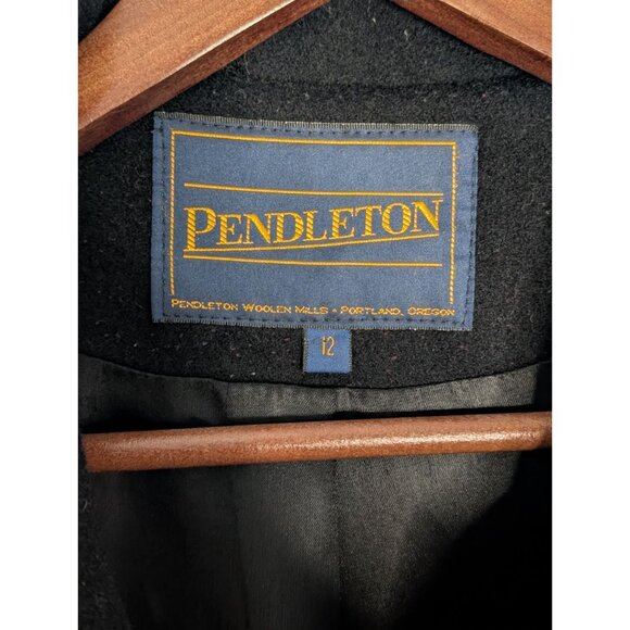 Pendleton Womens Wool Overcoat Size 12 Black Long Button-Up Winter lined - Picture 3 of 16